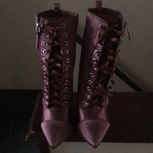 Silk heel boots was a gift never Worn Rose Gold